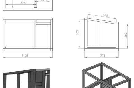 Schéma rozměrů boudy pro psa: konstrukce boudy