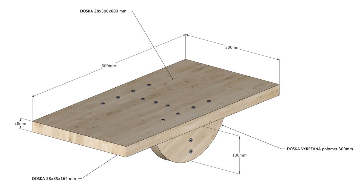 Schéma rozměrů balanční desky