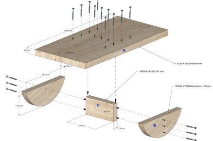 Schéma rozměrů balanční desky