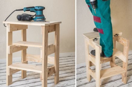 jednoduchý dřevěný stolek do dílny z palet