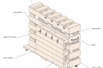 Mobilní zahradní stojan na nářadí: schéma rozměrů