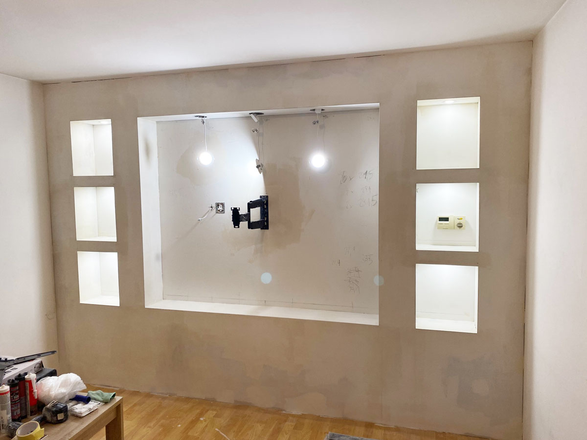 Projekt obývací TV stěna, osvětlení