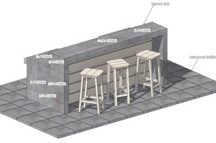 Zahradní bar zepředu nákres