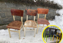 Renovace TON židlí před a po