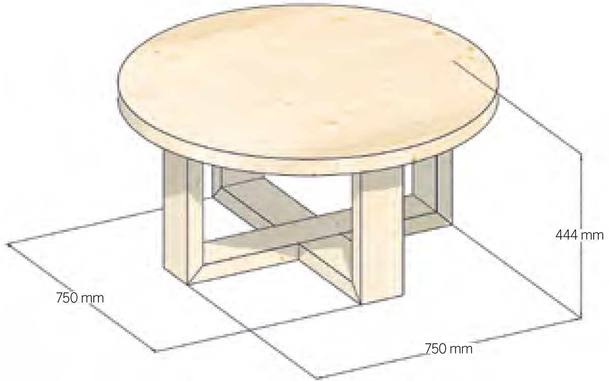 kulatý konferenční stolek nákres