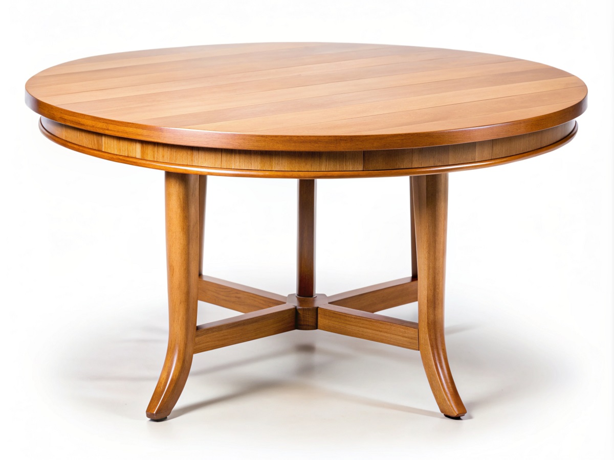 Empty,Beautiful,Round,Wood,Table,On,White,Background