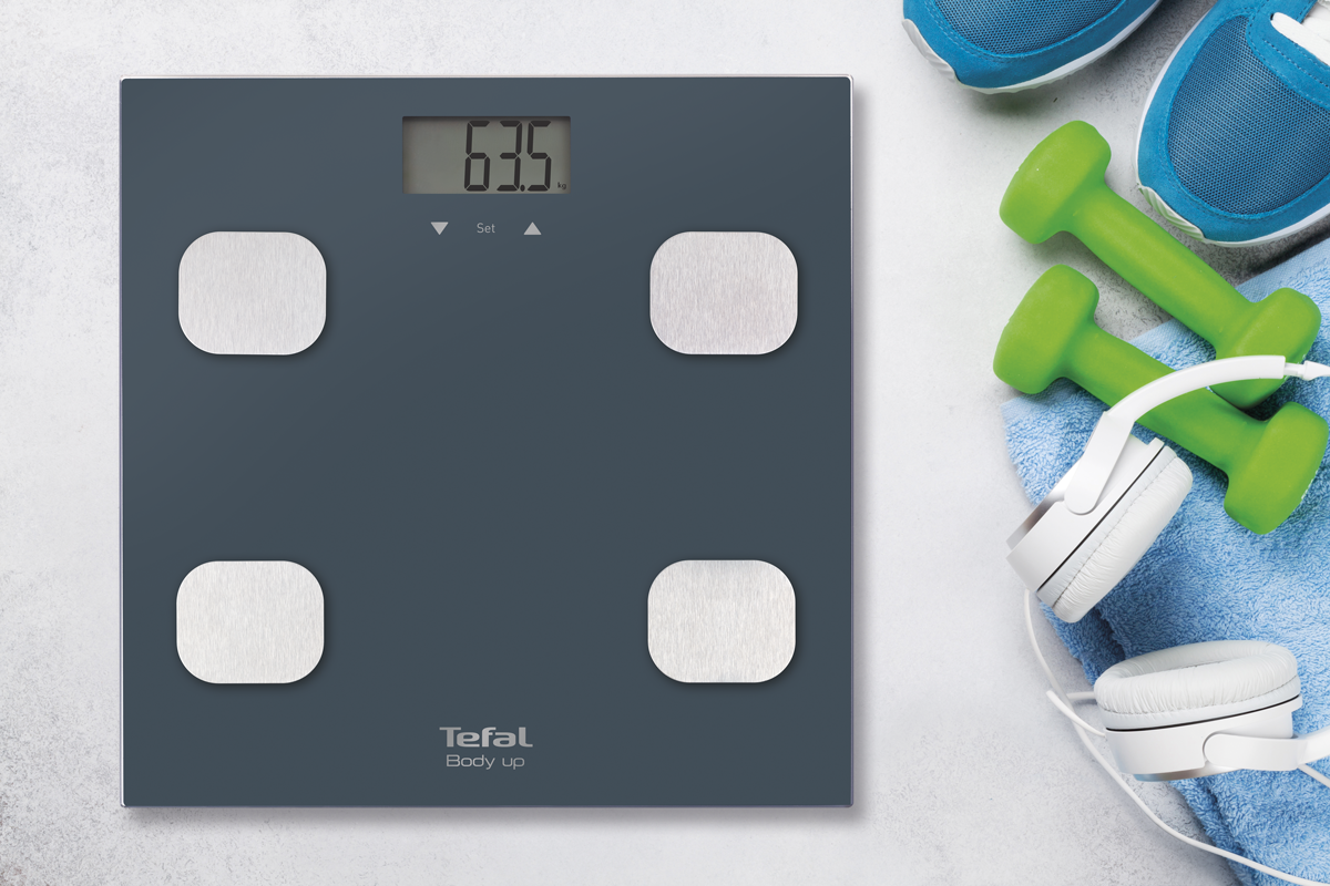 1x OSOBNÍ VÁHA: Digitální skleněná osobní váha s bioelektrickou analýzou těla , TEFAL
