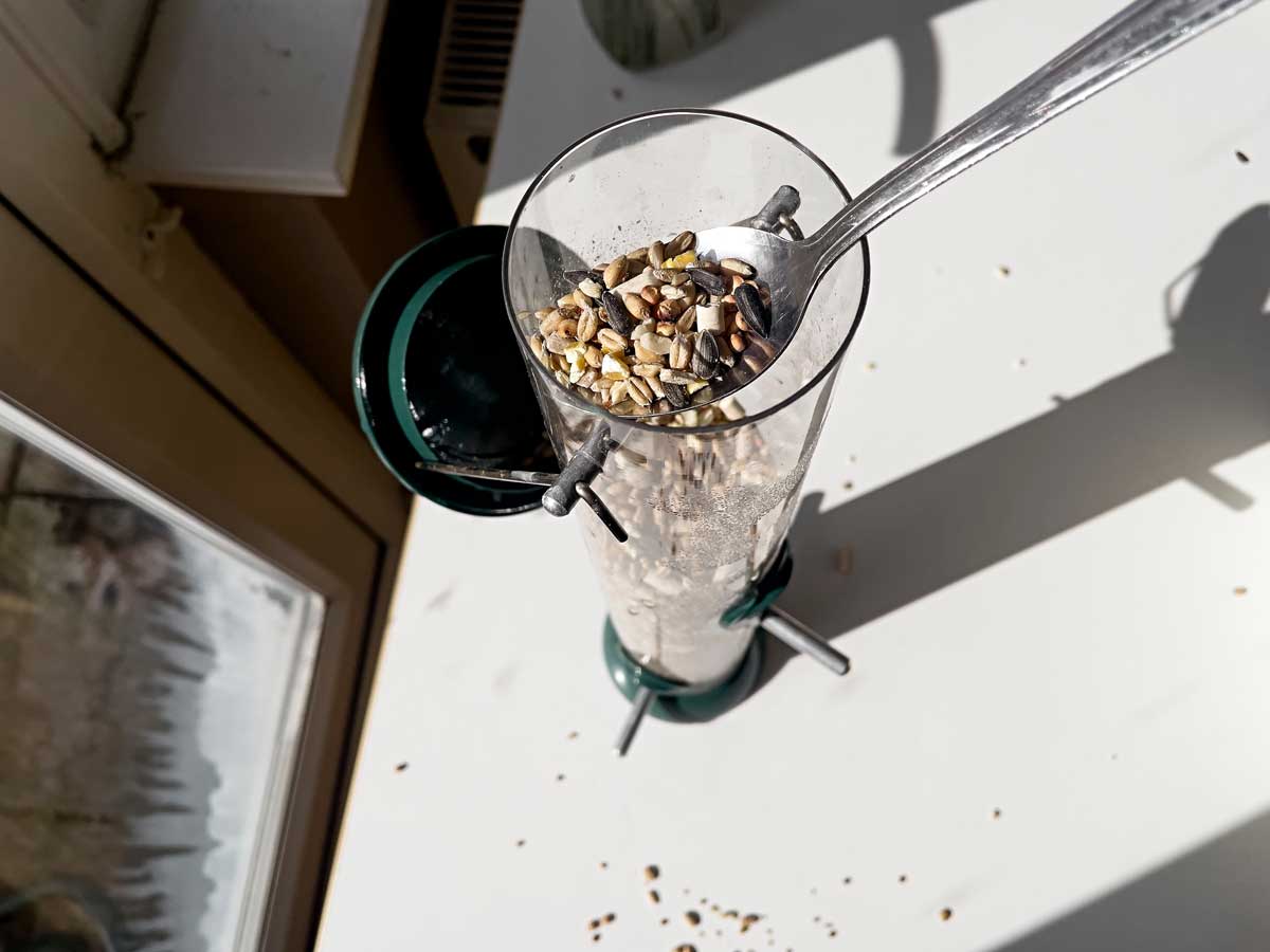 Směs semínek a obilovin určená ke krmení ptáků v zimním období