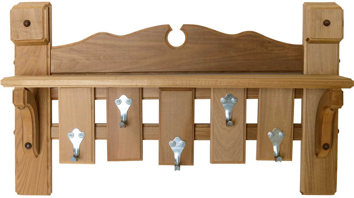 vesak z postylky Dřevěný věšák z bočnice dětské postýlky upevněný na stěně