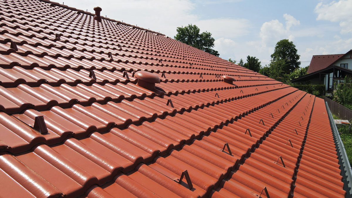 Detail střešní krytiny Beta Prima cihlová