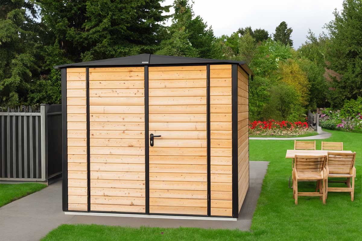 Zahradní domek Berry Motiv Vario lze obložit povrchem podle individuálních potřeb klienta.