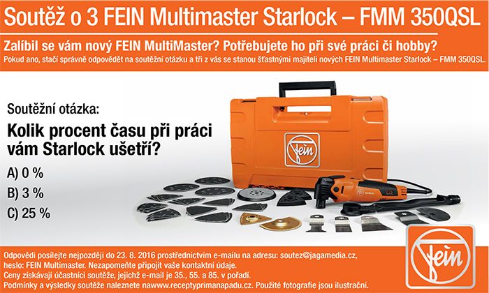 Výsledky soutěže o 3 Fein Multimaster – Starlock