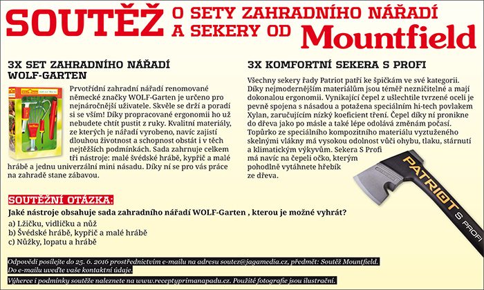 Soutěž o sety zahradního nářadí a sekery od Mountfield